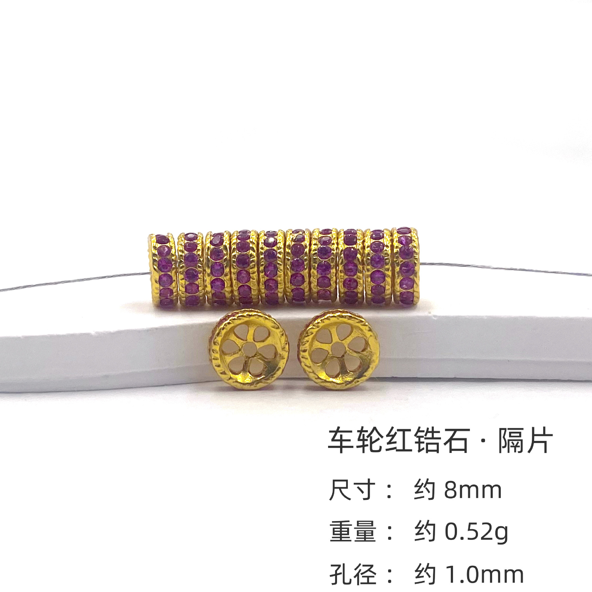 S925 Silver Inlaid Zircon Plated 24K Gold Accessories Wheel Spacer Bead Diy Handmade Beaded Bracelet Necklace Accessories