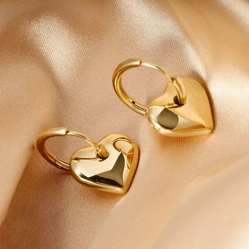 新款跨境316流苏高级感耳圈耳坠不锈钢爱心时尚耳钉耳环饰品女