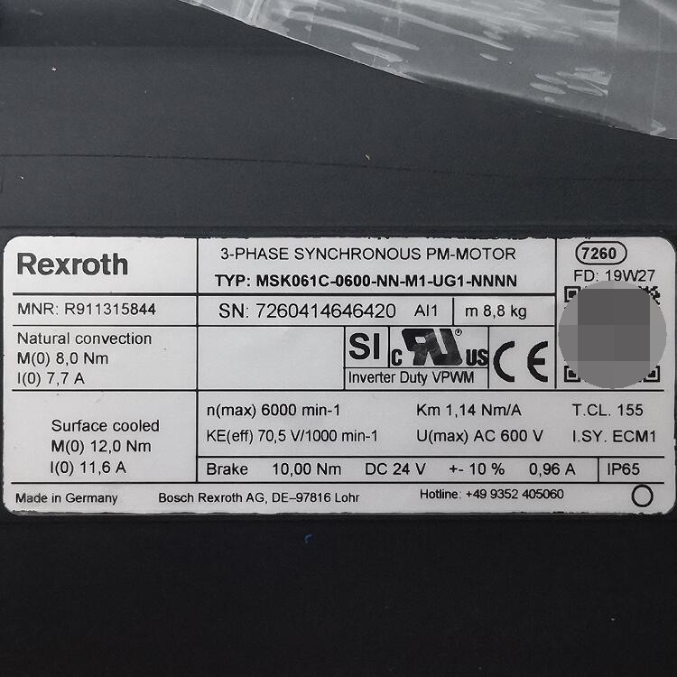 R911315844  MSK061C-0600-NN-M1-UG1-NNNN # Rexroth//力士乐
