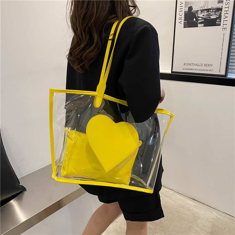 2024 New College Student Classroom Summer Transparent Jelly Single Shoulder Handbag Large Capacity Mother and Child Bag_voghion.com