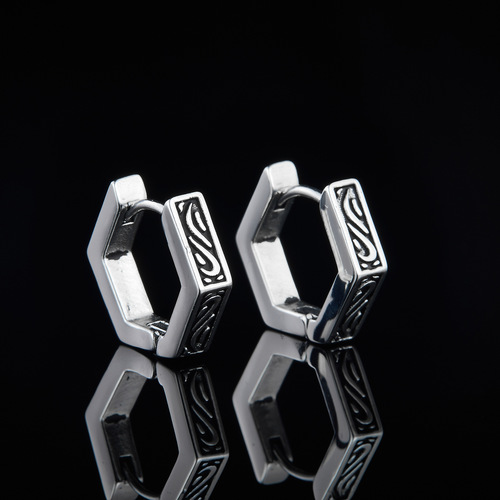 Japanese and Korean jewelry earrings fashionable earrings simple stainless steel earrings geometric simple men's earrings cross-border