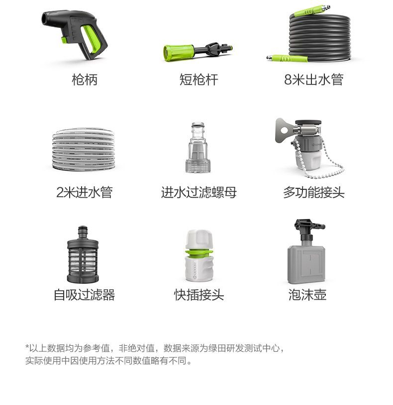 Greenfield Silver Fox 1400W Induction Car Washer High-Power Household High-Pressure Water Gun Strong Car Brush Foam Cleaning Tool