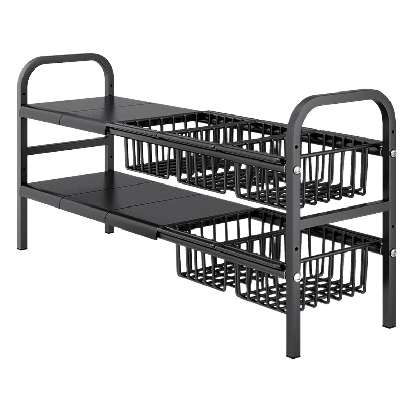 Estante de almacenamiento retráctil para fregadero de cocina, estante de almacenamiento en capas, estante de almacenamiento multifuncional para ollas