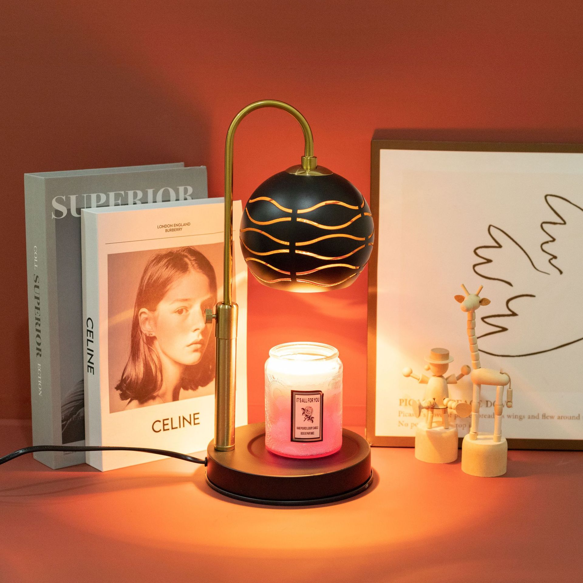 Lámpara de fusión de cera de cristal Americana simple lámpara de aromaterapia fuente de fábrica Amazon Venta caliente libre de humo de seguridad se puede cerrar regularmente