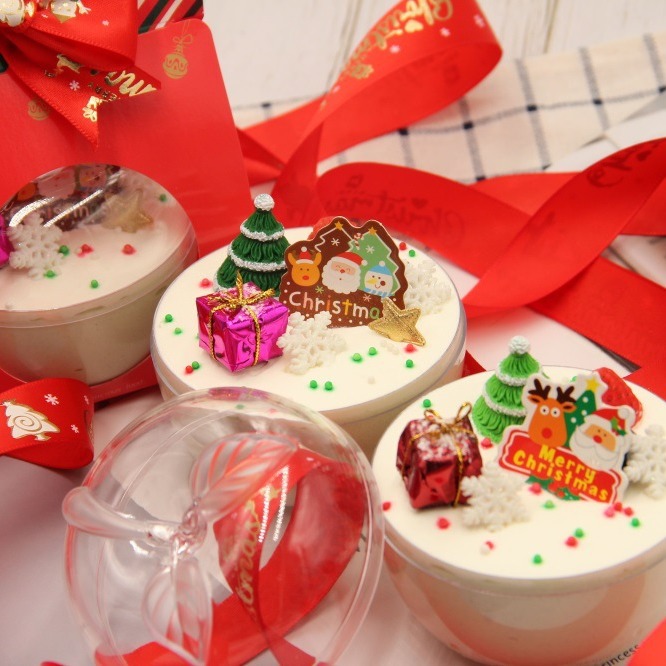 Caja de pastel de Navidad mousse bola paz fruta redonda caja de pastel transparente caja de postre de galletas de caramelo de Navidad