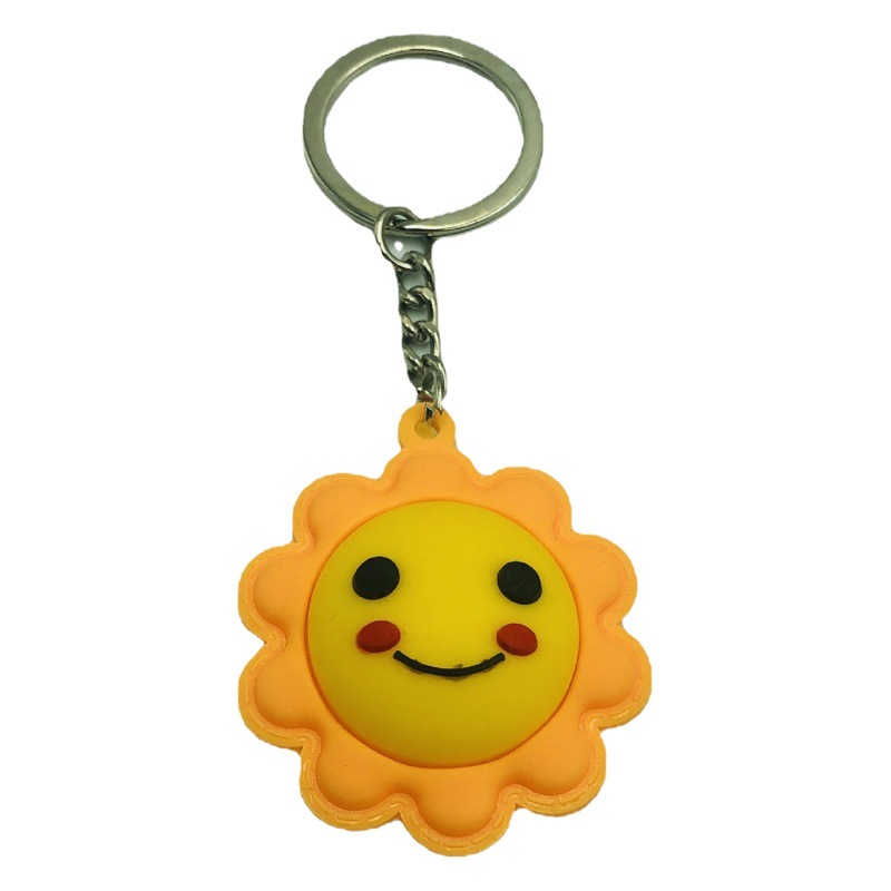 Transfronteriza PVC de goma suave cara sonriente Sun Star Moon llavero colgante bolsa de adornos pequeños niños de regalo de Iluminación