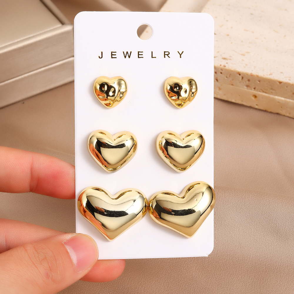 16g Weight Steel needle Ear Needle Material Ear Studs Classification 1 Set Quantity Daily Occasion CCB Material Geometric, Heart Shape Pattern All Seasons Season Women's Gender Plating Design Simple Style Style 1 Set Simple Style Geometric Heart Shape Plating CCB Ear Studs 14
