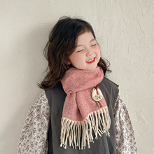 秋冬季韩版百搭围巾儿童仿羊绒加厚保暖围脖2025新款美拉德高级感