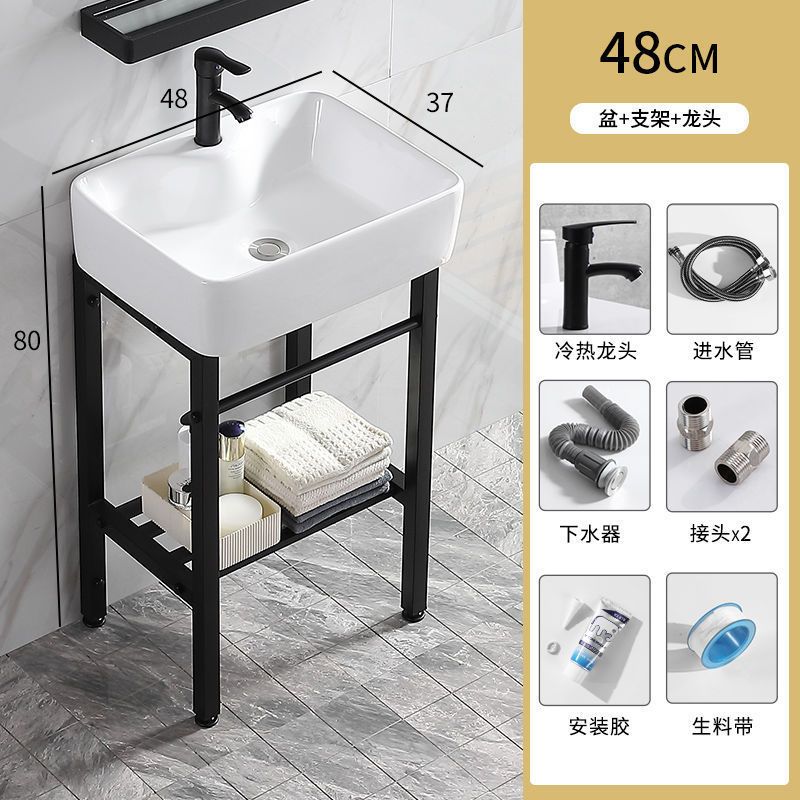 防锈卫生间易清洁小户型简装公寓落地式工程酒店洗手盆陶瓷一体盆|undefined