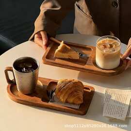 跨境木质餐盘家居牛奶面包早餐盘下午茶点饮品甜品盘茶杯垫茶水盘