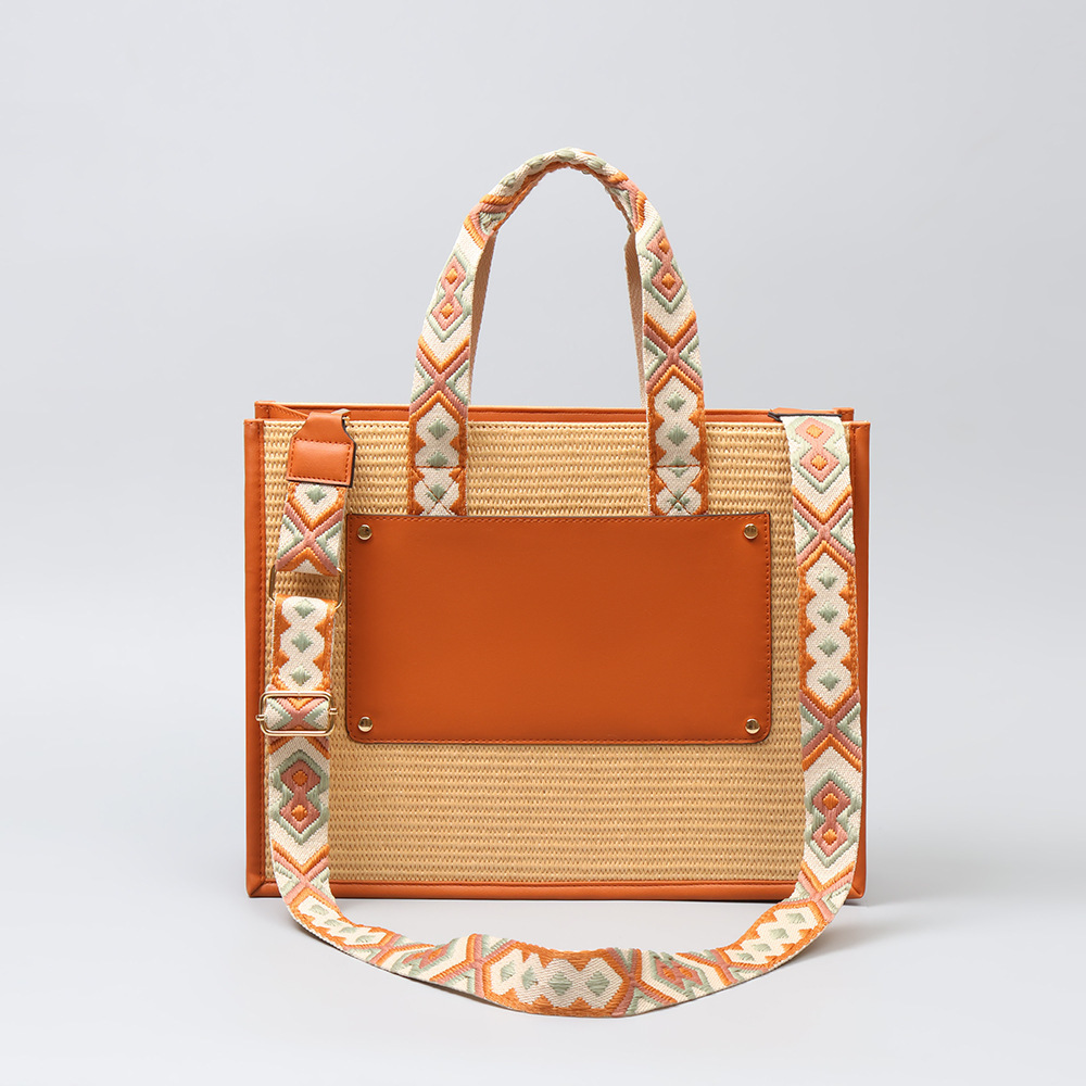 Bolsa de paja transfronteriza europea y americana bolsa de asas portátil tejida de gran capacidad nueva bolsa de Cercanías de comercio exterior bolsa de mujer de alto sentido