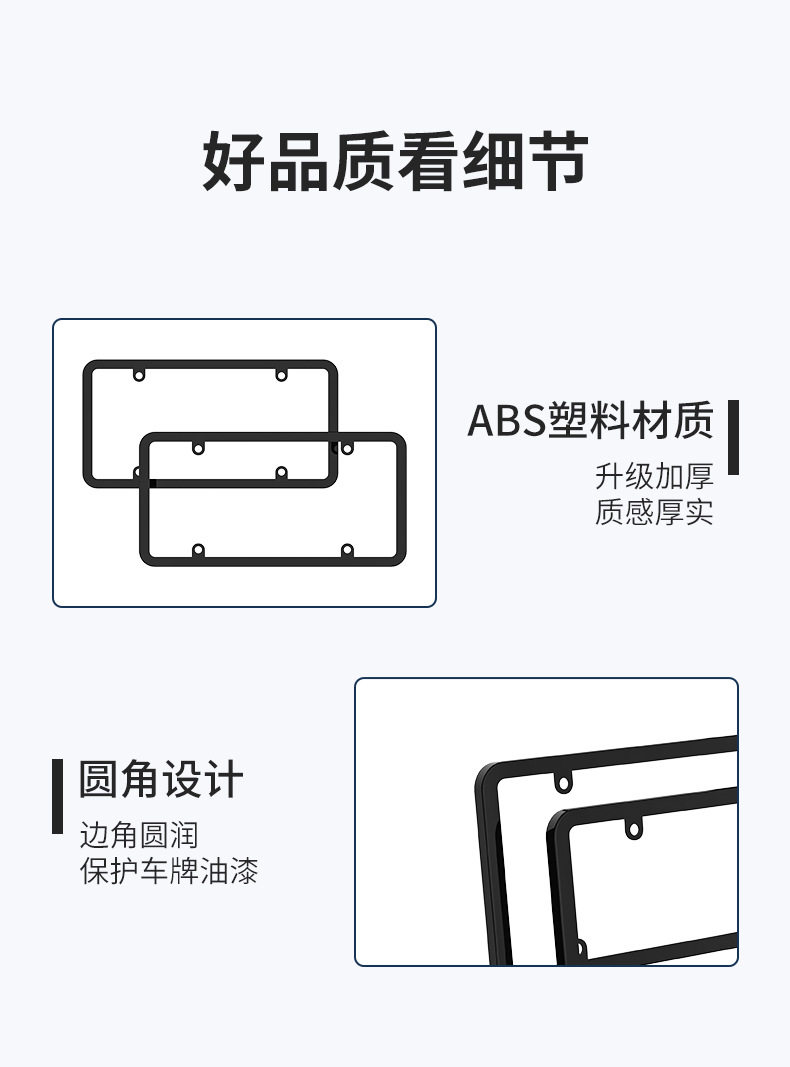 Cross-Border Hot Selling License Plate Frame American Standard License Plate Frame Car License Plate Plastic Base Car Modification Supplies American Standard License Plate Frame