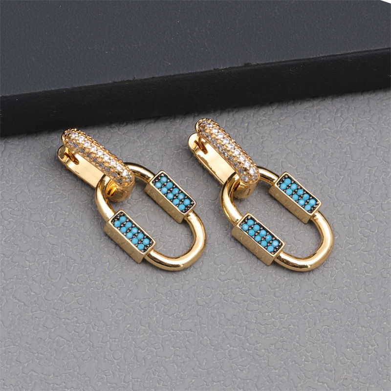 Women's Men's Fashion Flowers Copper Earrings Geometry Rhinestones Drop Earrings display picture 6