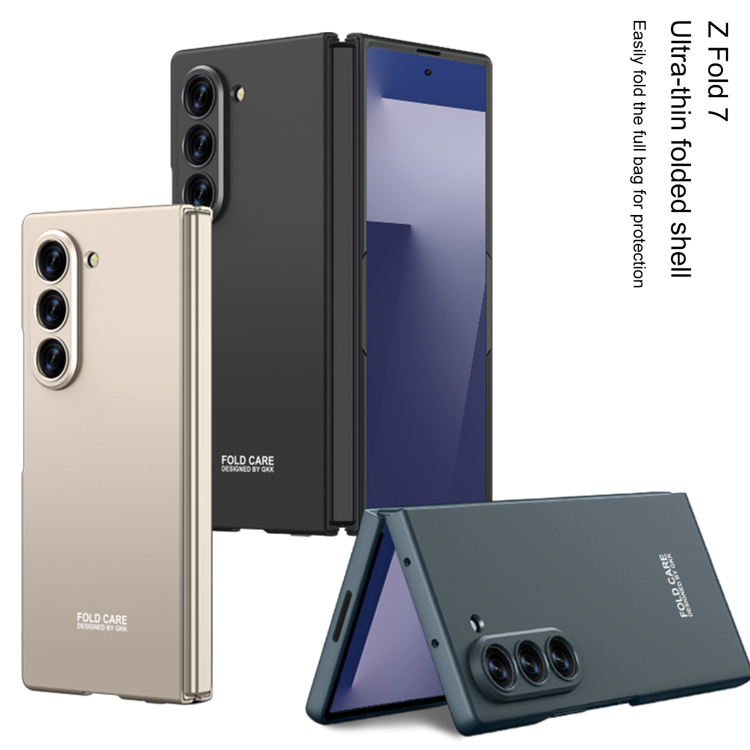 Geeignet für Samsung Handyhülle, faltbares Display, mattes Zfold7 Zweiteiler-Set, PC-ölbeschichtete, einfarbige Schutzhülle,_voghion.com