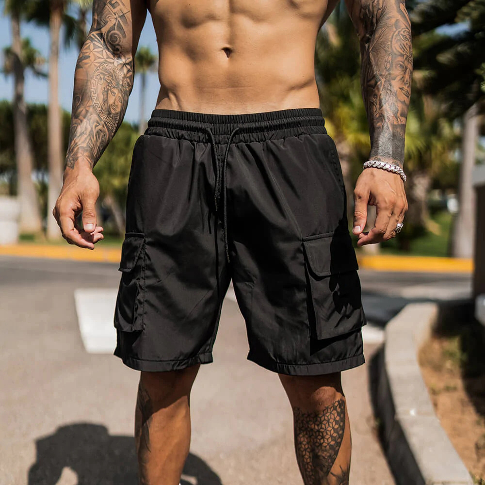 Pantalones cortos casuales deportivos de los hombres locos pantalones cortos de verano ropa de trabajo suelta de gran bolsillo de secado rápido transfronterizo más tamaño corto
