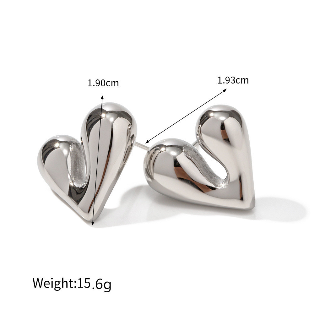 Daily, Street Occasion 1 Pair Simple Style Heart Shape Plating Stainless Steel Drop Earrings Ear Studs