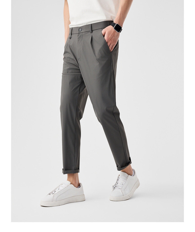 Quần kaki nam công sở ống đứng dáng suông, chất liệu lụa mát mặc mùa hè — Màu đen chi tiết 25