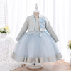 Demi-season small princess costume, long skirt, cute piano performance costume, children's dress, set, tutu skirt, suitable for teen