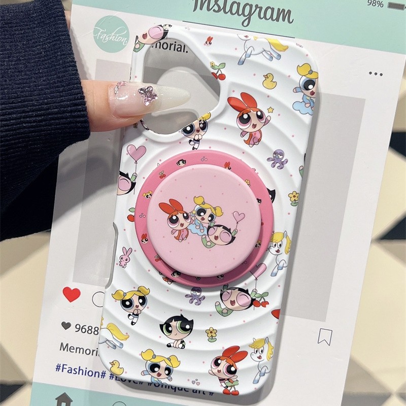 Linda niña de dibujos animados 15ProMax magnéticamente absorbente de ondas iPhone16 funda para teléfono móvil apple 14 hembra 13 duro