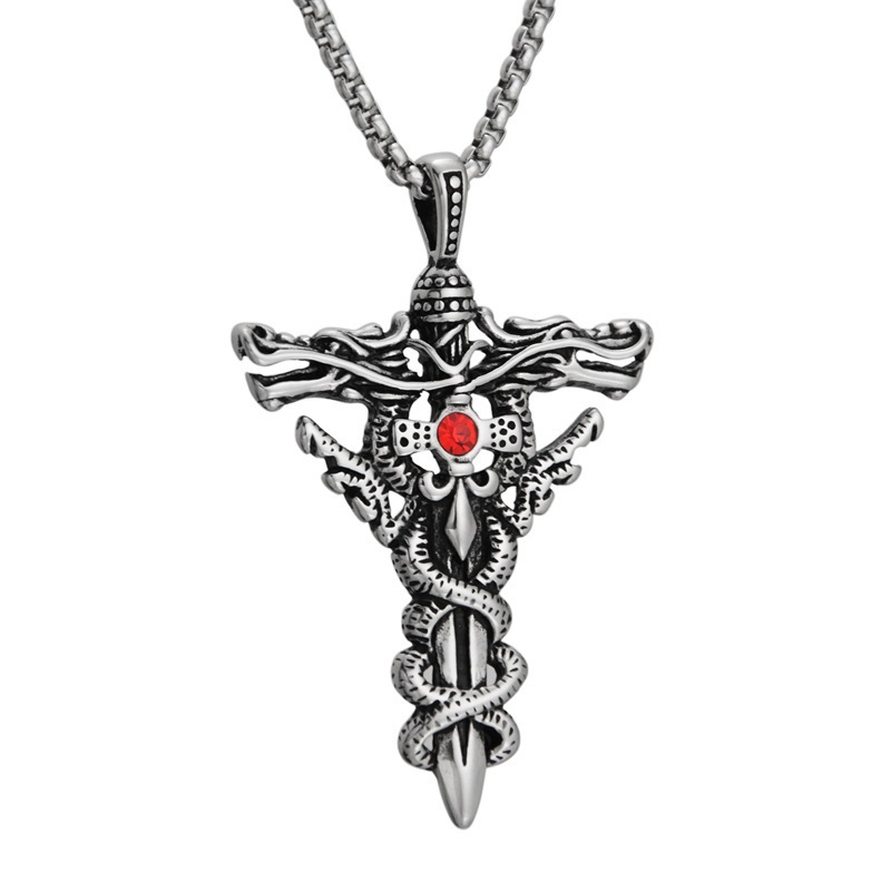 Ethnic red retro pendant stainless steel