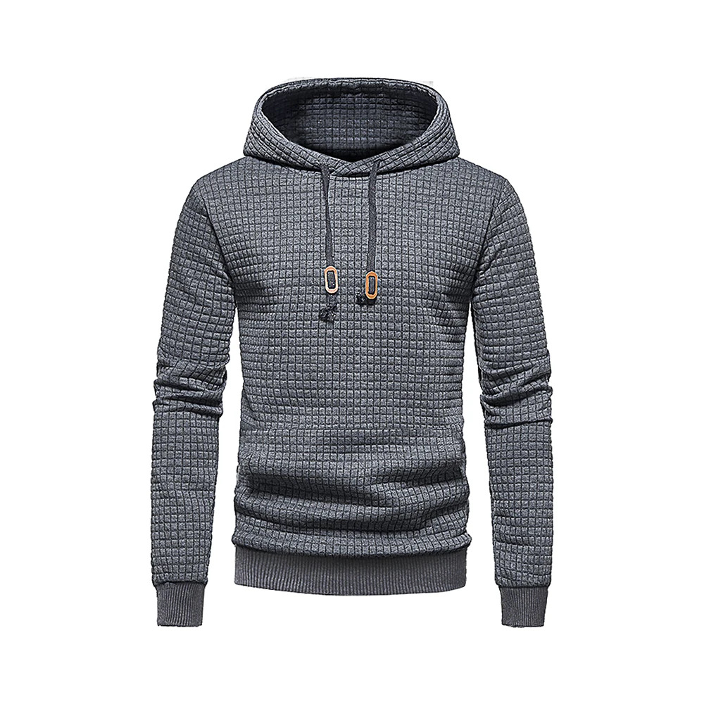 Men's Jacquard Hooded Sweatshirt Autumn And Winter New Style Youth Solid Color Thin Pullover_voghion.com