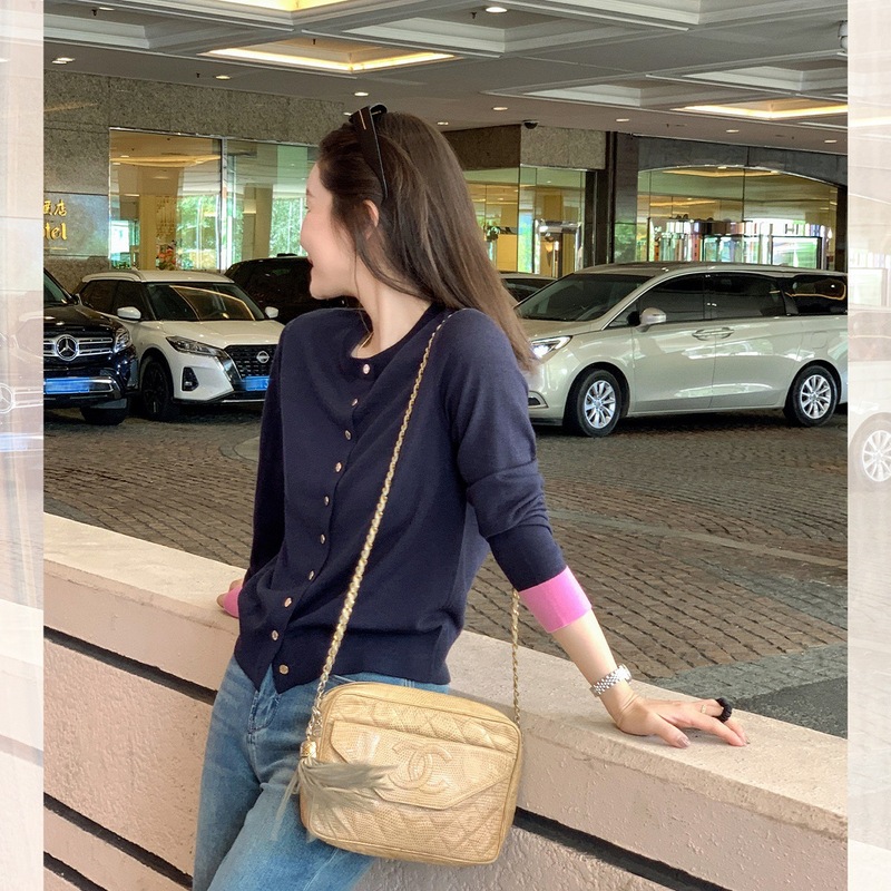 店主自留~黑标邂逅针织衫美利奴羊毛撞色长袖上衣女|undefined