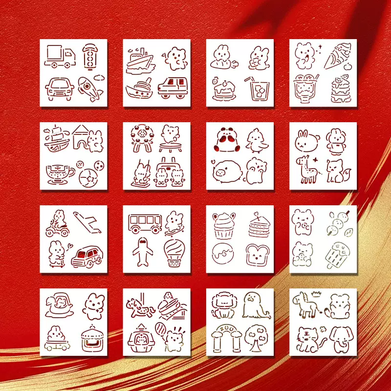 定制卡通镂空模板2026年新款diy手工拓印模板PET福字绘图模板批发