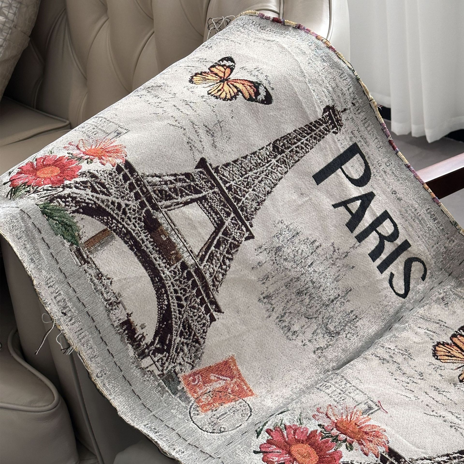 巴黎色织定位提花面料包包纺织品织造工艺新款民族风涤棉提花布