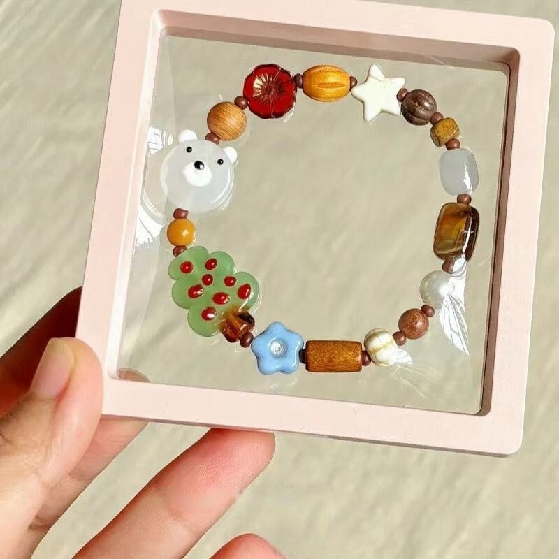 Autumn and Winter Little White Bear Rope Beaded Bracelet Gift Cute Mori Girl Heart Animal Button Design Bracelet Autumn and Winter Little White Bear Rope Beaded Bracelet Gift Cute Mori Girl Heart Animal Button Design Bracelet