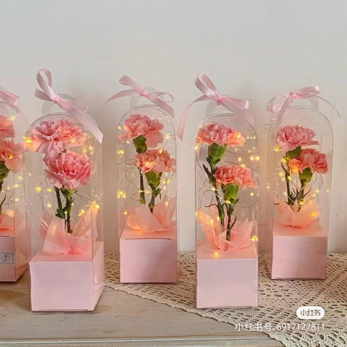 Single rose packaging transparent portable flower arrangement box PVC folding flower box hug bucket 38-section flower packaging box