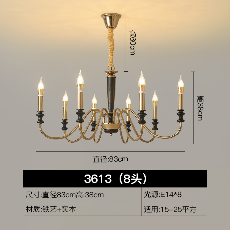 Lámpara de vela vintage americana lámpara de sala de estar lámpara principal atmósfera dormitorio comedor estilo francés medieval villa escalera lámpara