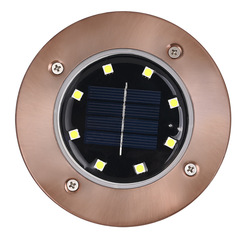 Solar-Powered 8-LED Buried Light in Antique Bronze Finish | New Stainless Steel Design | Outdoor Yard & Lawn Lamp | Garden-Ready, Rainproof Villa Plug-in Lighting