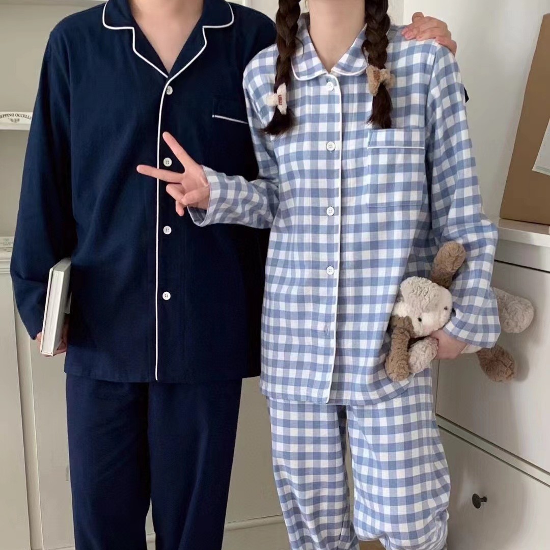 무인양품 코튼 플란넬 잠옷 좋은 제품 가정 옷 애호가 세트 가을과 겨울 사이드 솔기 공예 공장 직판