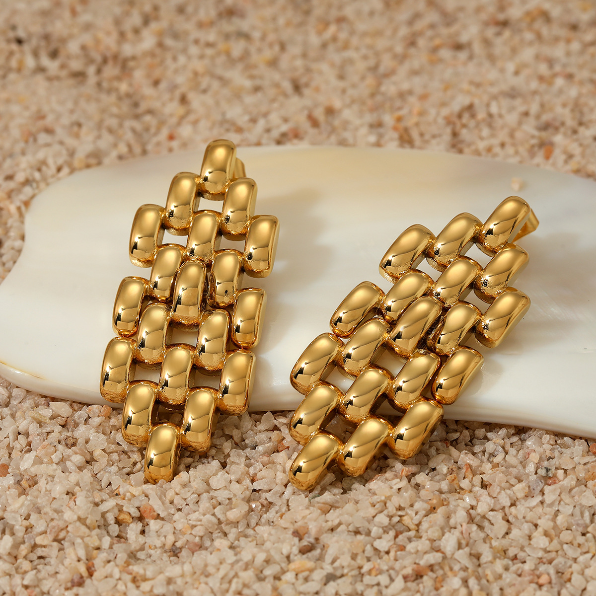 fashionable geometric design earrings stainless steel