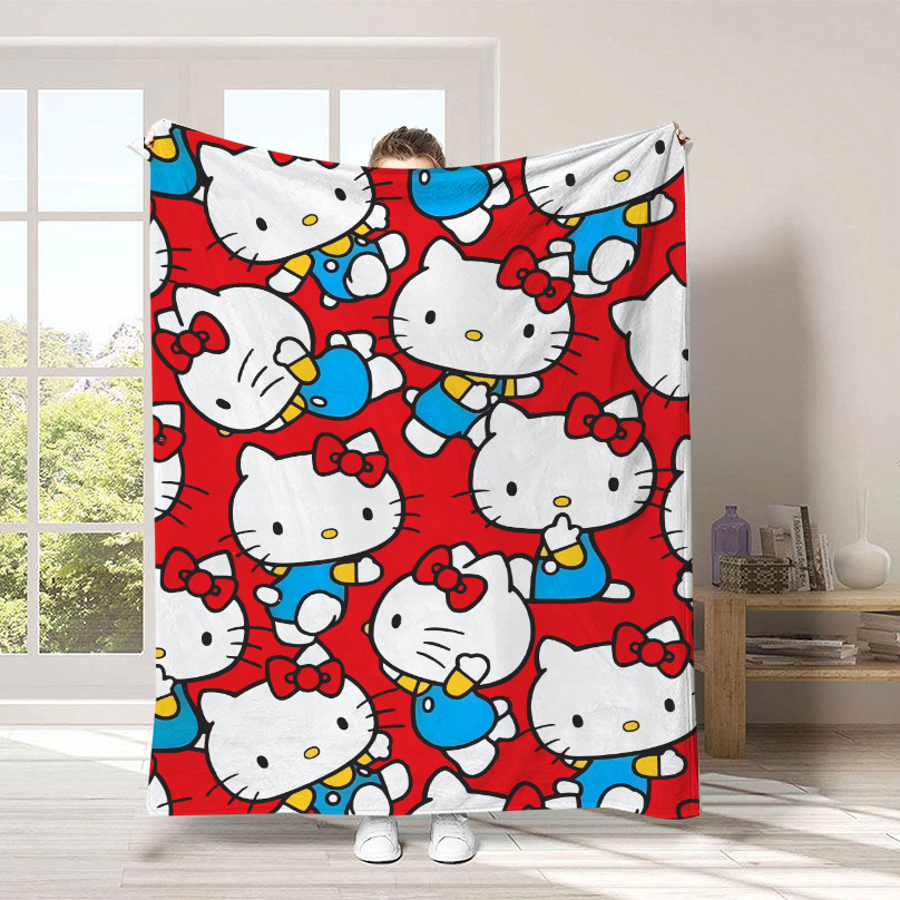 Monopolio transfronterizo de dibujos animados Sanrio mantas para niños lindas Hellokitty flange mantas de peluche cuatro estaciones mantas de peluche