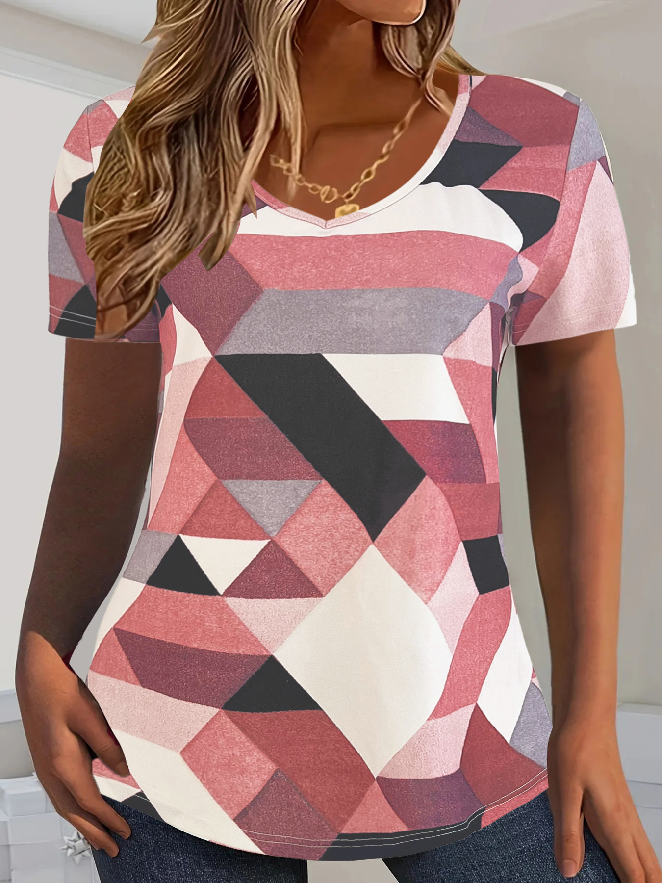 Vibrant 3d Print Round Neck T-Shirt For Women, Soft Polyester Casual Tee, Loose Fit Short Sleeve Top For Daily Wear_ecoleips.com