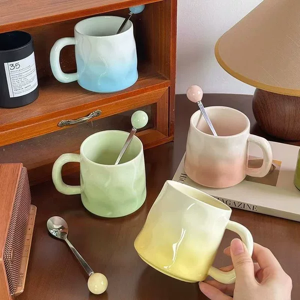 2026 New Stylish Ceramic Mug for Home Use, Couple's Drinking Cup, Breakfast Cup, Office Coffee Cup