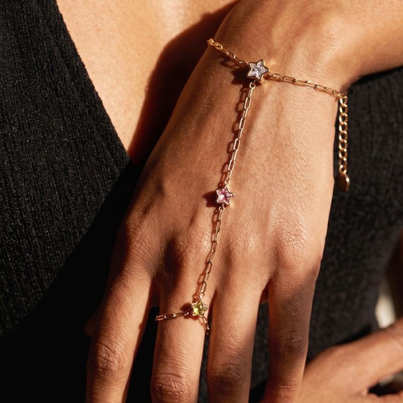 Tina Europa y los Estados Unidos acero inoxidable transfronterizo francés color Bao amor anillo de estrellas pulsera de diamantes de lujo ligera pulsera de diamantes de color