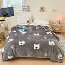 2025新款亲肤拉舍尔双层加厚毛毯秋冬印花款紧密不掉毛绒毯