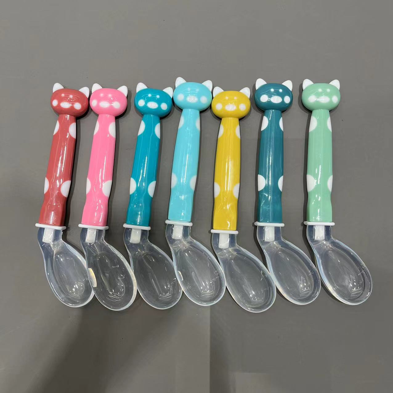 Baby Silicone Spoon Baby Feeding Tableware Soft Spoon Cartoon Supplementary Spoon Spoon Curved Spoon