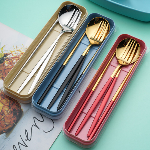 Portable Utensil Box, Best Selling Single Person Student Takeaway Travel Stainless Steel Chopsticks, Spoons, Forks Storage Box
