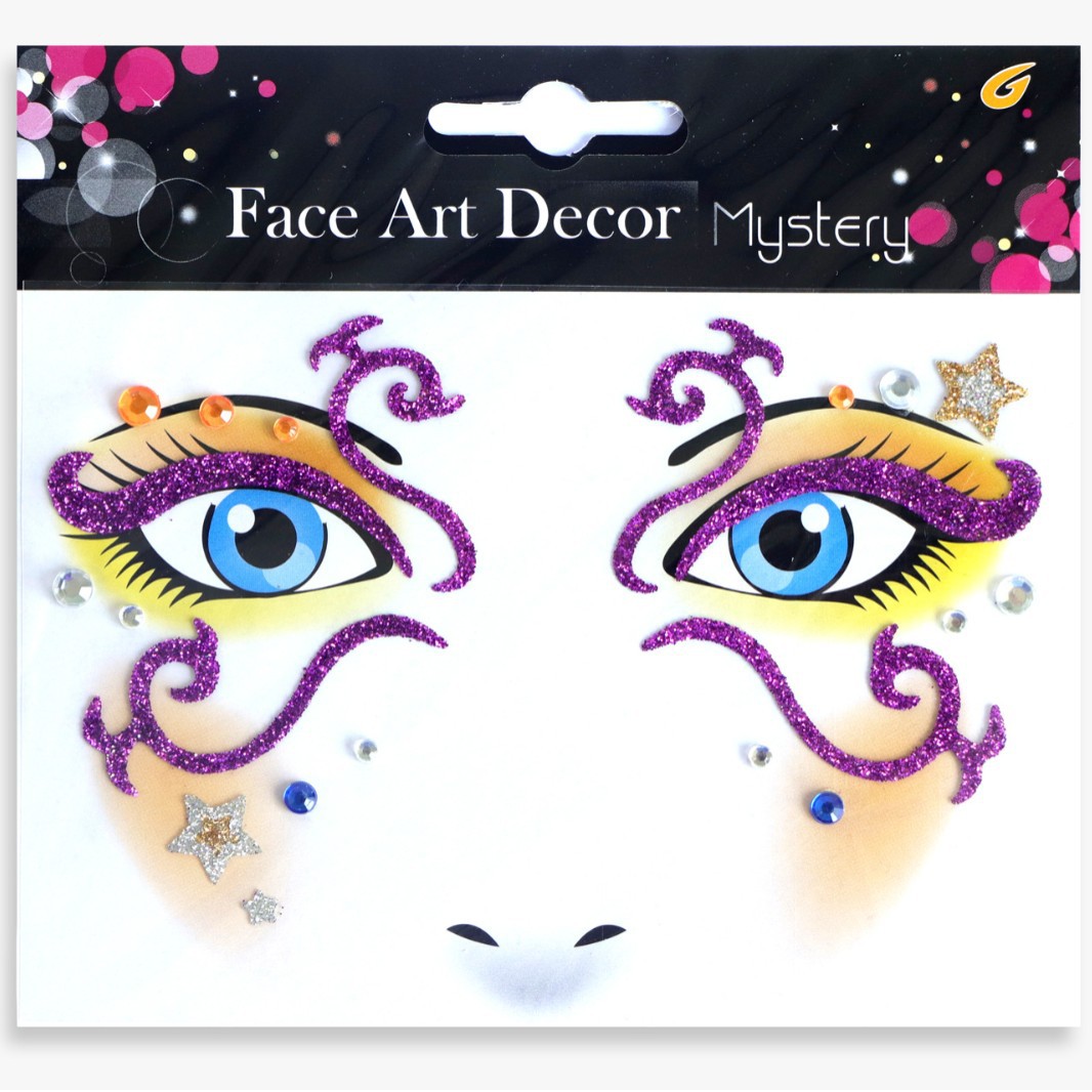 祝日のパーティーの舞台の化粧は顔を貼って化粧のシールを貼ります。