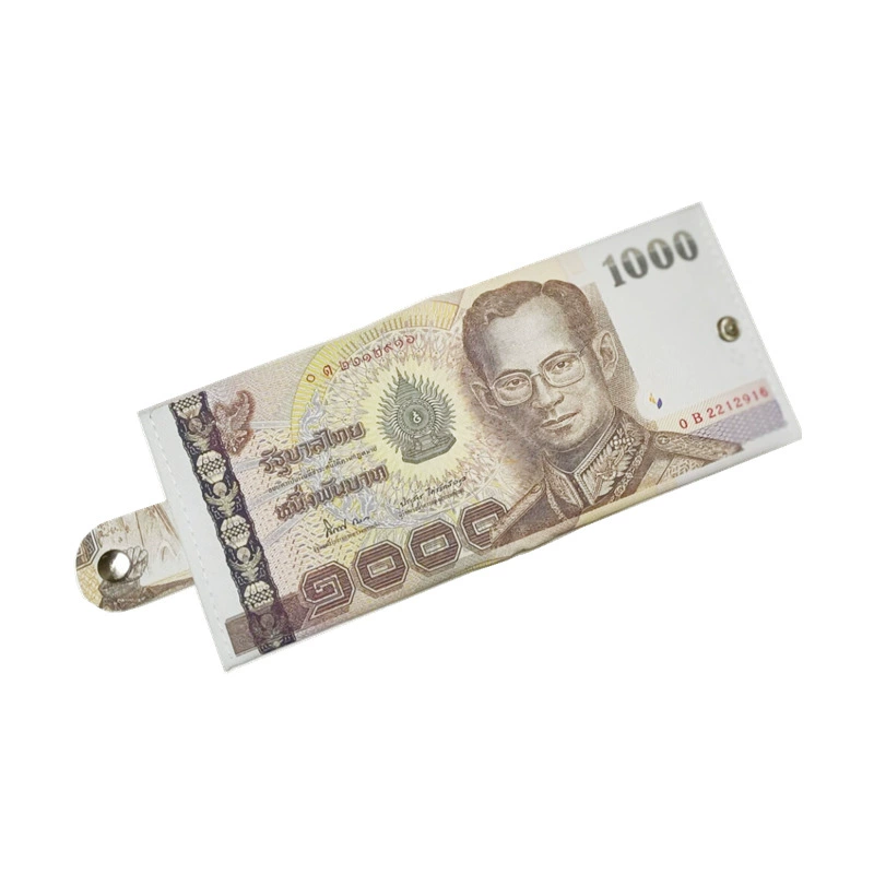 Short Wallet Canvas Card Holder, Compact 10.5×8.5×0.8 cm, Printed Currency Designs