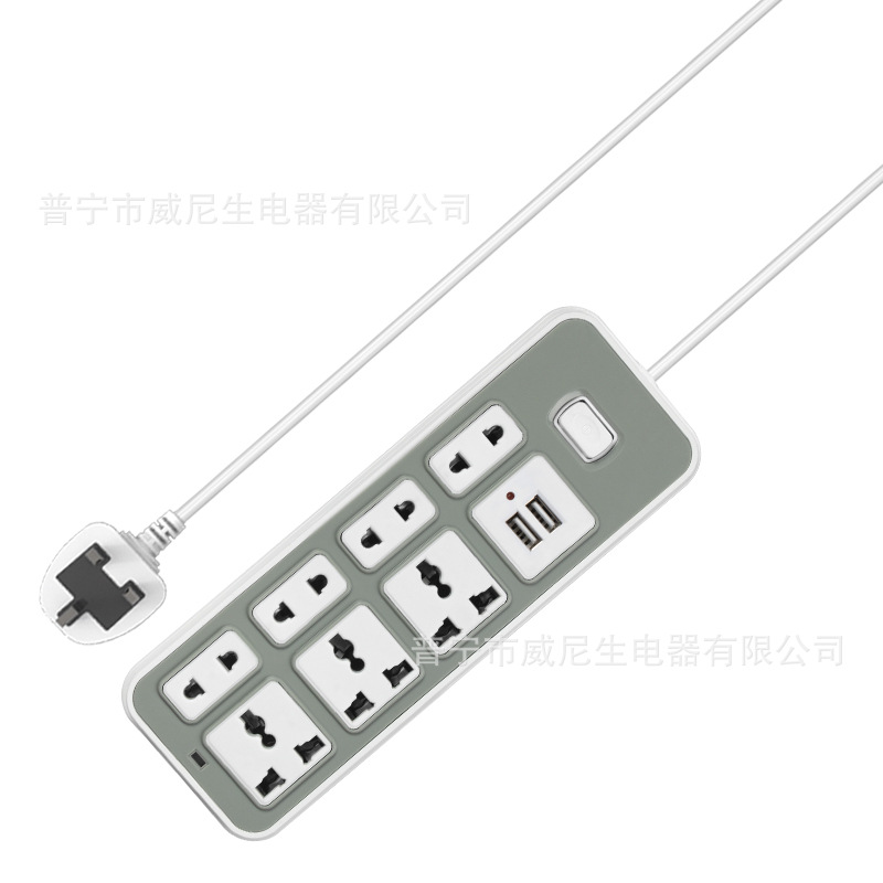 Gelistar外贸出口插座多功能2usb延长线接线板通用万能孔电源排插