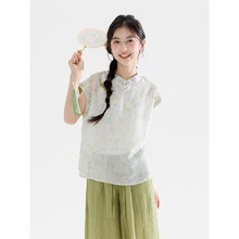 女童新中式碎花短袖2026夏装新款儿童国风斜襟盘扣薄款休闲套装潮