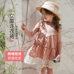 2024新款外貿女童連衣裙韓版童裝兒童女孩草莓珊淑女蕾絲連衣裙