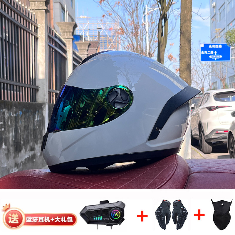 Bluetooth cross-border casco de motocicleta casco completo hombres y mujeres invierno cálido seguridad Four Seasons Knight coche eléctrico casco completo