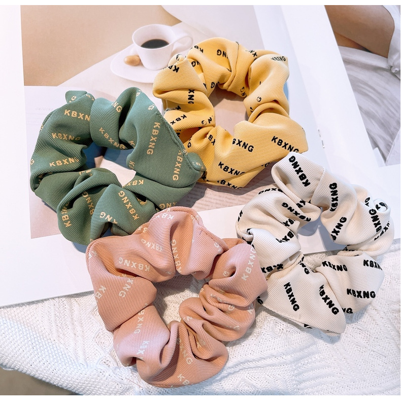 15g Weight Headwear Classification Birthday Occasion Geometric Pattern Women'S Gender Retro Style Khaki, White, Green, Blue, Yellow, Black Color Korean Retro Letter Wave Dot Hair Scrunchies 30