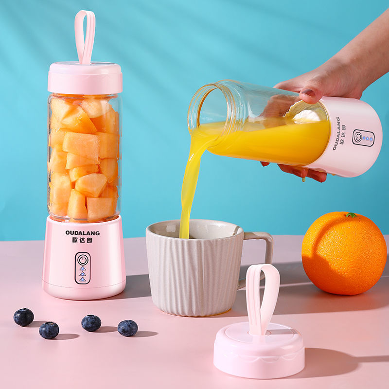 Exprimidor eléctrico Oudalang mini portátil, automático para uso doméstico, extrae jugo de frutas rápidamente, taza de jugo compacta