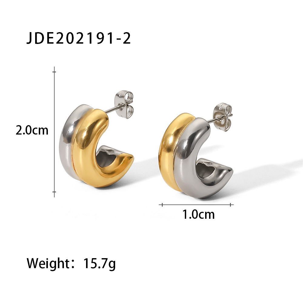 Simple Style C Shape Plating Stainless Steel Gold Plated Ear Studs display picture 7